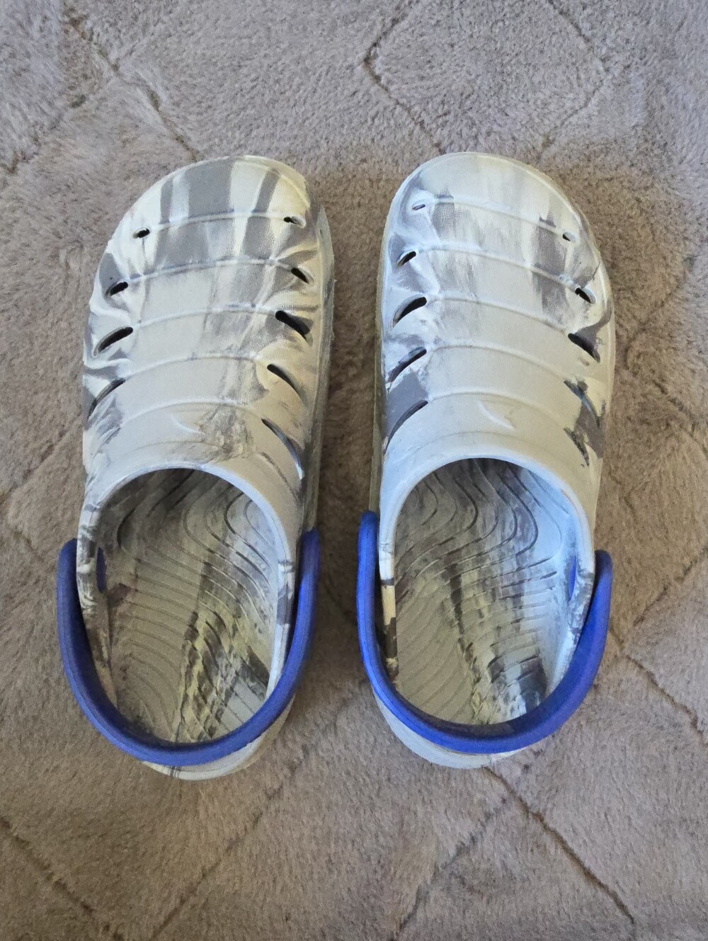 Kids Rugged Shark Boy Grey and Blue Slip-On Water Shoes